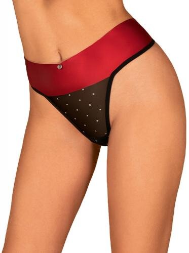 Tanga mit sexy Schleife - Schwarz/RotS/M