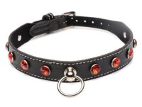 Diamant-Halsband mit O-Ring - Schwarz/Rot