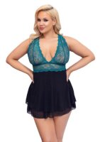 Babydoll Petrol - Schwarz & Grün-BlauXXXXL