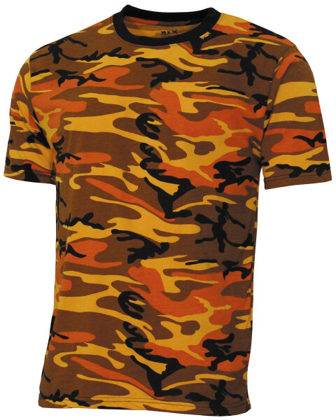 US T-Shirt, "Streetstyle",orange-camo, 140-145 g/m²