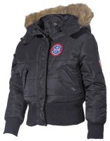 US Kinder-Polarjacke, N2B, Schwarz, Kapuze mit Fellkragen