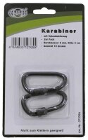 Karabiner, Schraubverschluss, D 6mmx6cm, 2-er Pack, Schwarz