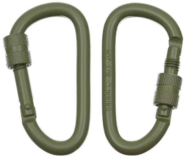 Karabiner, Schraubverschluss, D 6mmx6cm, 2-er Pack, oliv