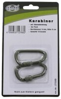 Karabiner, Schraubverschluss, D 6mmx6cm, 2-er Pack, oliv