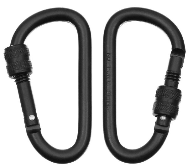 Karabiner, Schraubverschluss, D 8mmx8cm, 2-er Pack, Schwarz