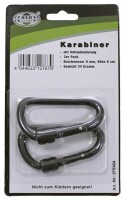 Karabiner, Schraubverschluss, D 8mmx8cm, 2-er Pack, Schwarz