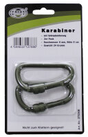 Karabiner, Schraubverschluss, D 8mmx8cm, 2-er Pack, oliv