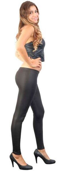 Damen Leggins Lopez im Leder Look Slim Fit Black