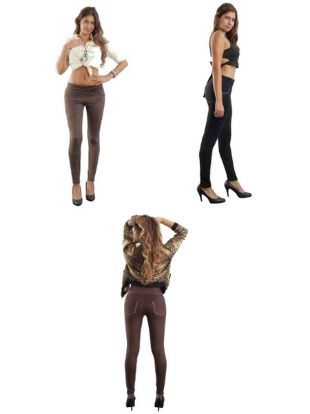 Modern Leggins in the Nubuk leather look style Venice Brown XL