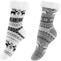 Hüttensocken mit schönen Motiven und ABS-Sohle