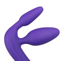 Dreifacher Umschnalldildo in Violett