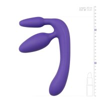 Dreifacher Umschnalldildo in Violett