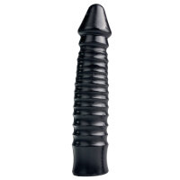 Großer Dildo mit geripptem Schaft - Schwarz