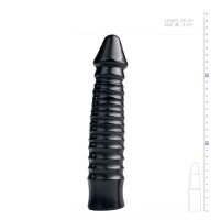 Großer Dildo mit geripptem Schaft - Schwarz