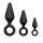 Schwarze Buttplugs mit Rückholring - Set