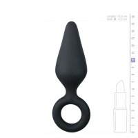 Schwarzer Buttplug mit Zugring - Groß