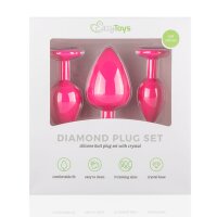 Analplug aus Silikon mit Diamant - pink