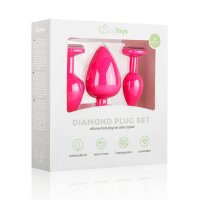 Analplug aus Silikon mit Diamant - pink