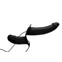 Power Pegger Doppel-Strap-On Vibrator - Schwarz