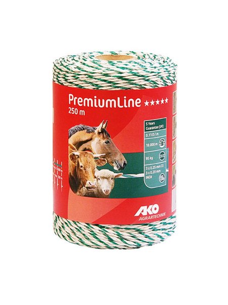 PremiumLine Weidezaunlitze 250m weiß-grün