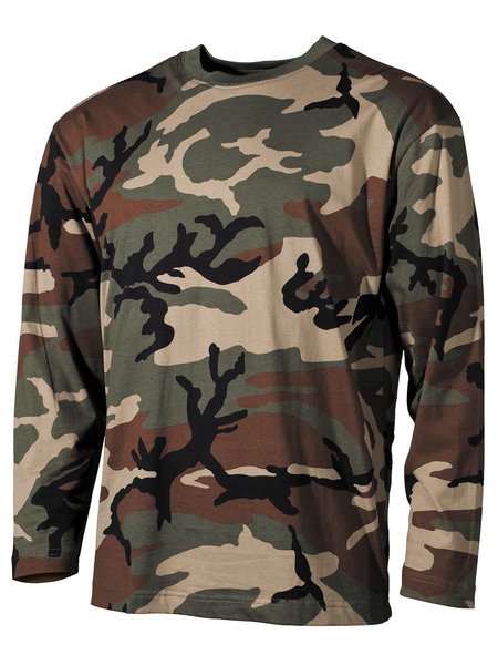 The US camouflage shirt, long-poor, woodland, 160 g / m ²