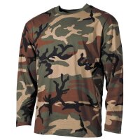 US Tarn-Shirt, langarm, woodland, 160g/m²